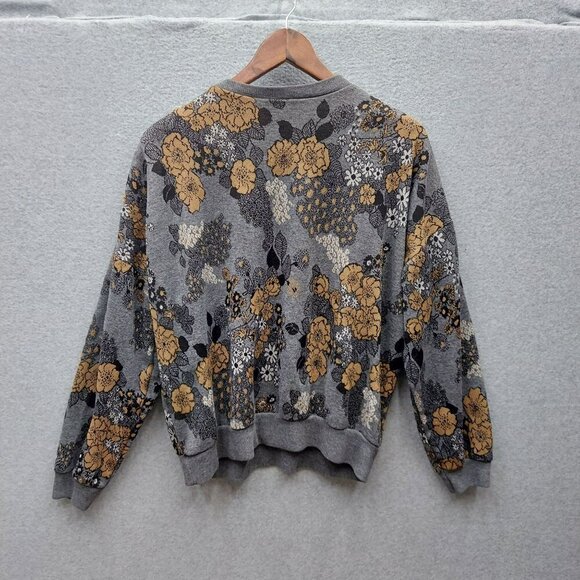 Vintage Season Ticket Floral Print Womens Sweatshirt Long Sleeve Size L Gray & M - Picture 4 of 4